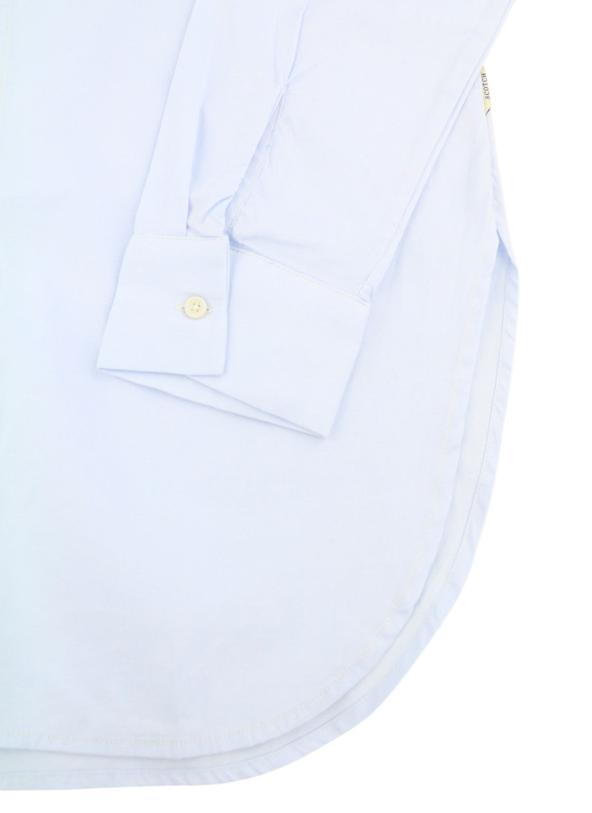 SCOTCH & SODA Men's Shirt M Light Blue Cotton Long Fit Button-Up Spread