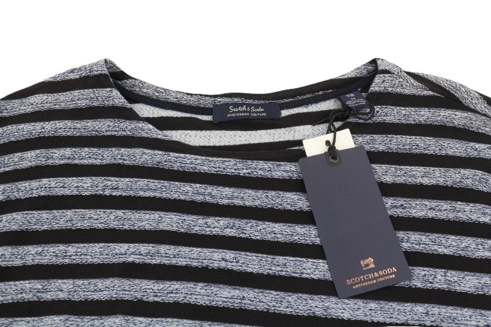 SCOTCH & SODA Men's Sweatshirt M Black Stripe Crew Neck Pull On