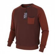 STATE OF ART Men's Jumper S Brown Melange Crew Neck Patch Pocket Pull On