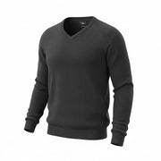 STATE OF ART Men's Jumper L Dark Grey Herringbone V-Neck Knit Pull On