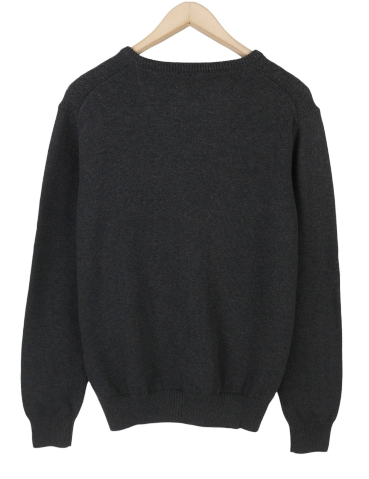 STATE OF ART Men's Jumper L Dark Grey Herringbone V-Neck Knit Pull On