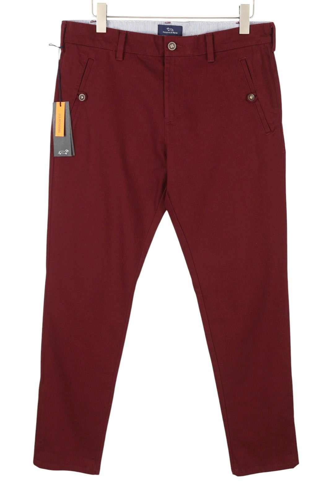 HARMONT & BLAINE Men's Trousers 50 W36 Burgundy Narrow Chino Zip Fly