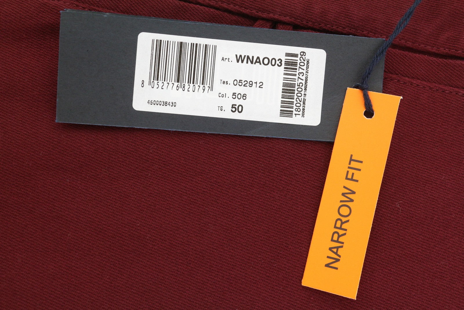 HARMONT & BLAINE Men's Trousers 50 W36 Burgundy Narrow Chino Zip Fly