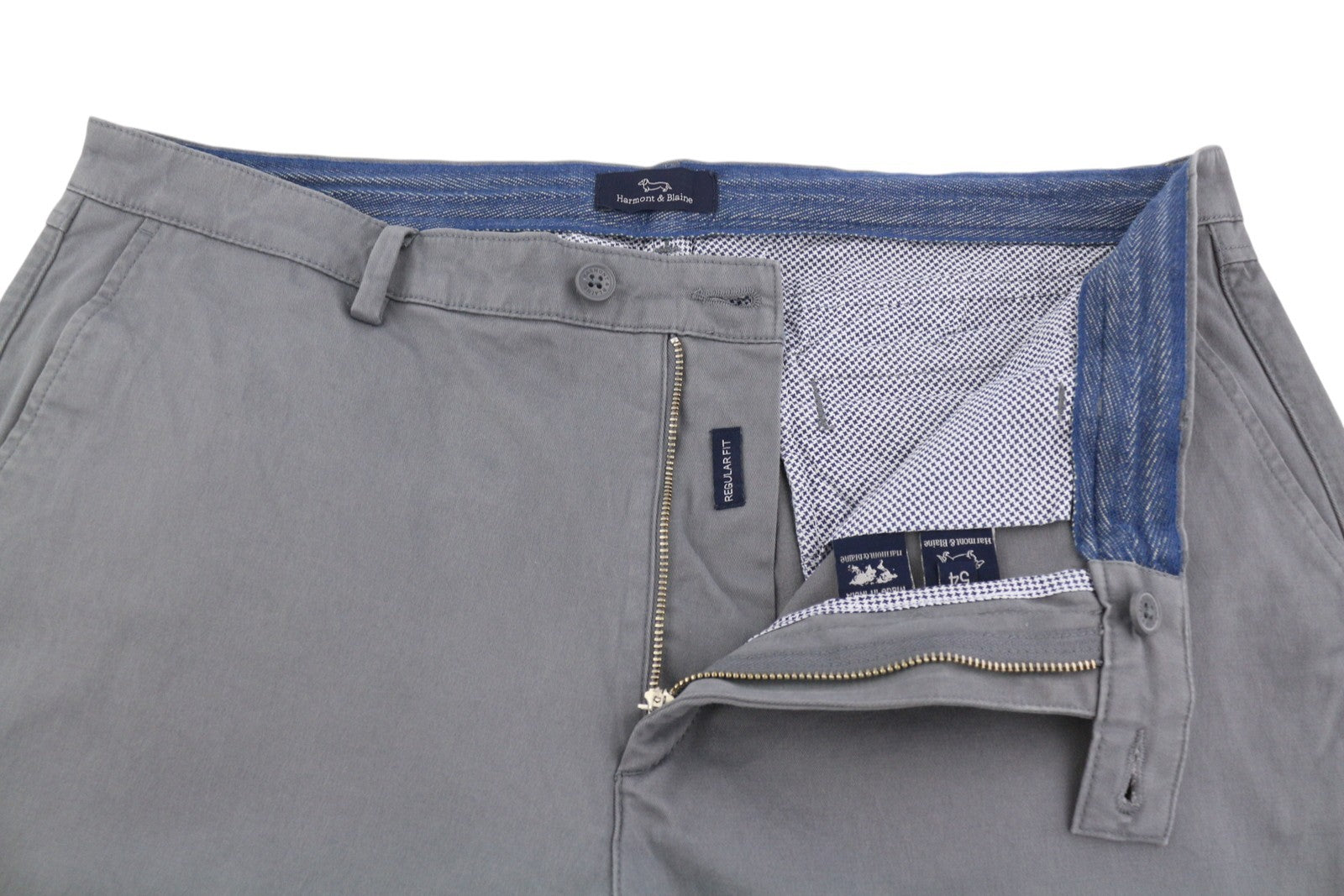 HARMONT & BLAINE Men's Trousers 54 W37 Grey Turn-Up Regular Chino