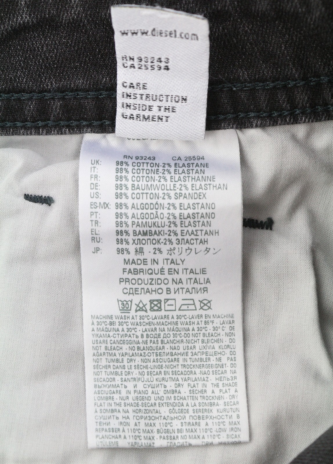 DIESEL Thommer 069BH Men's Jeans W28/L32 Black Distress Faded Slim Skinny