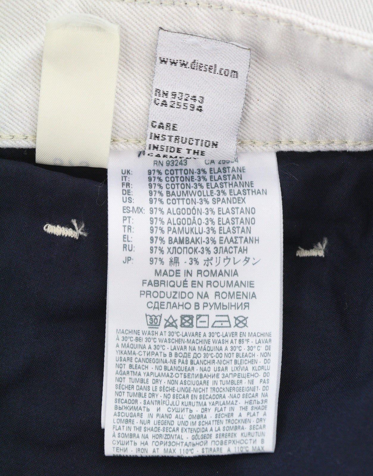 DIESEL Neekhol 003W7 Women's Jeans W30/L32 White Distress Straight Denim