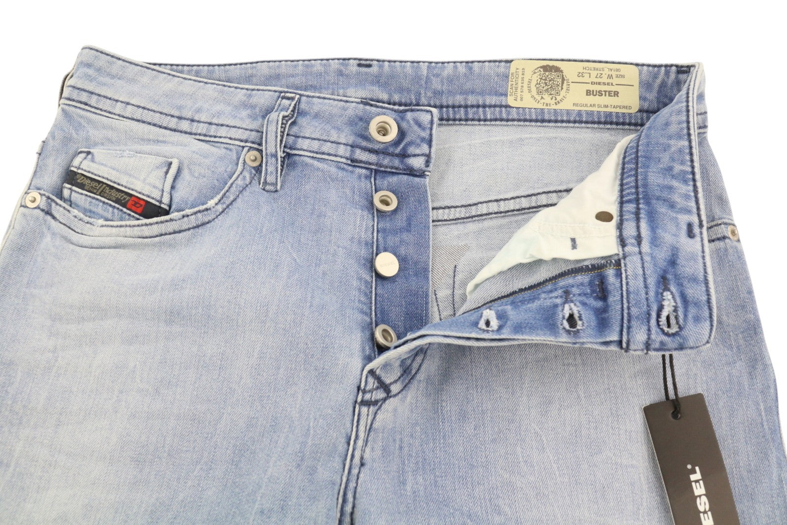 DIESEL Buster 081AL Men's Jeans W27/L32 Blue Faded Slim Tapered Stretch