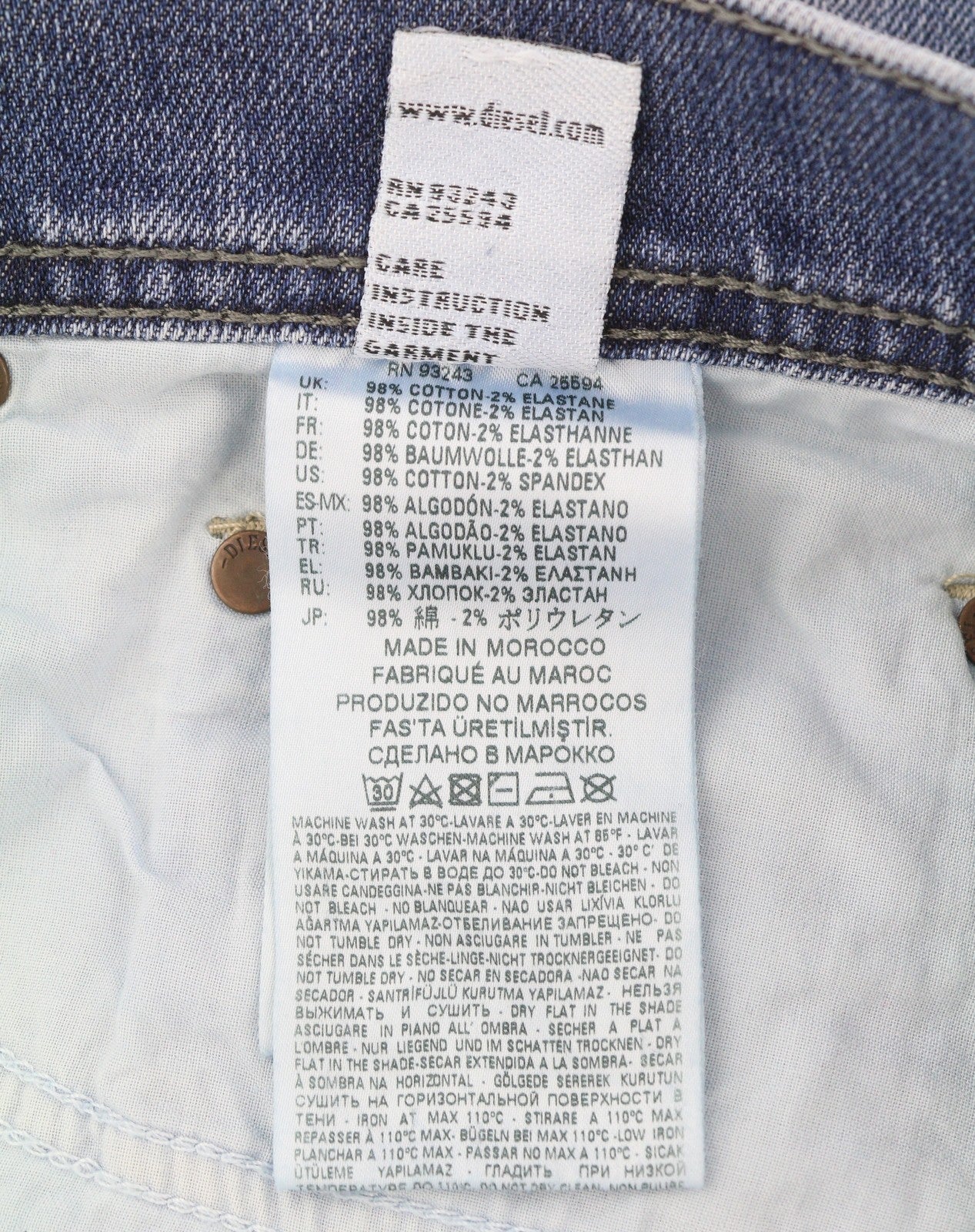 DIESEL Tepphar 0842H Men's Jeans W33/L32 Blue Slim Carrot Faded Stretch