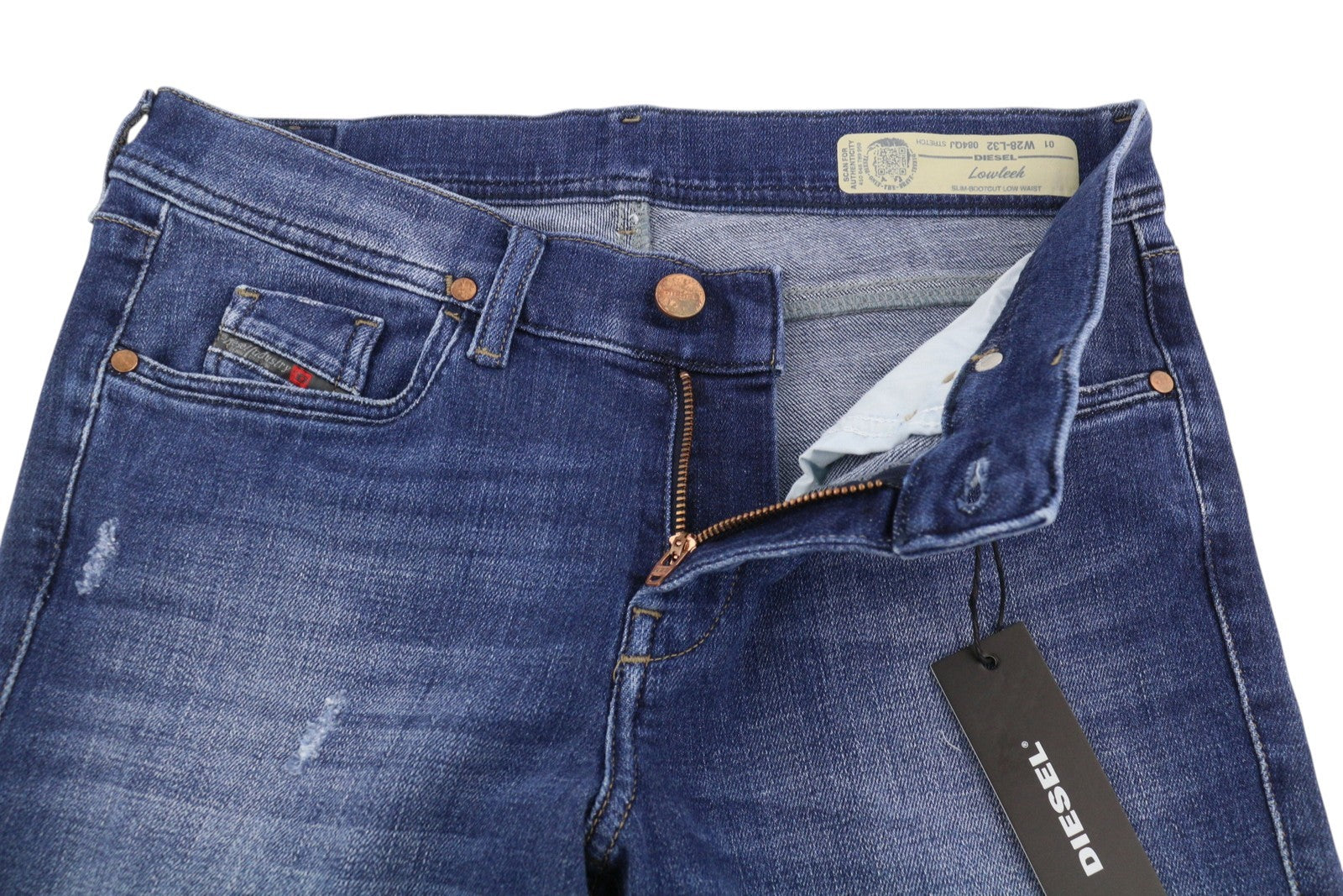 DIESEL Lowleeh 084QJ Women's Jeans W28/L32 Blue Slim Bootcut Low Waist Stretch