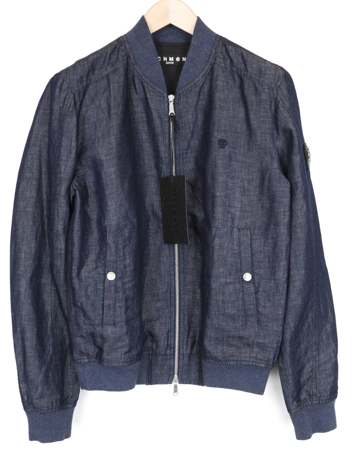 RICHMOND vyriška striukė 48 mėlyna medvilninė lininė bomber striukė lengva laisvalaikio stiliaus 