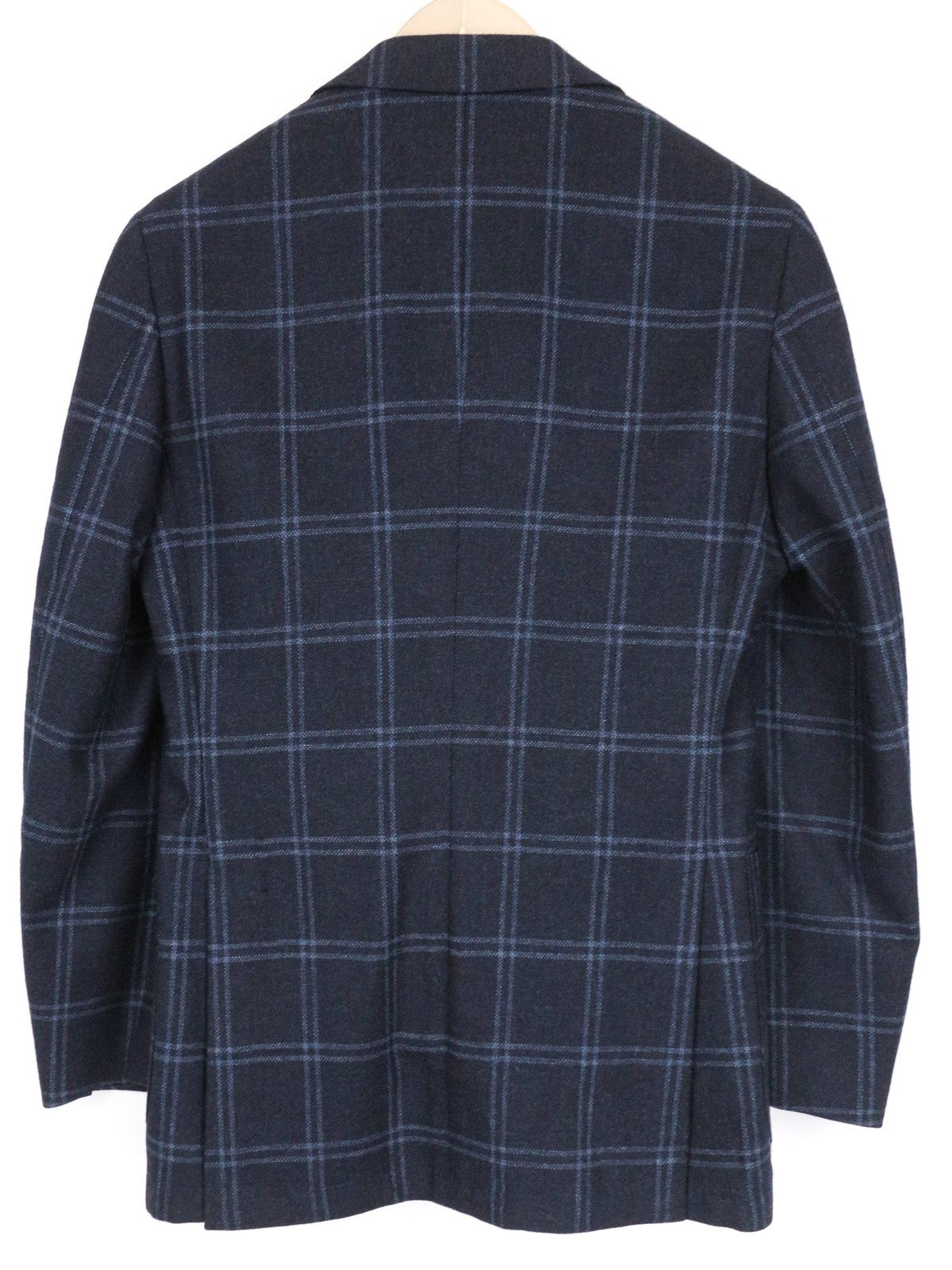 SUITSUPPLY vyriškas švarkas „Havana“ su plonu mėlynu languotu švarku, UK34R, su grynos vilnos pamušalu 