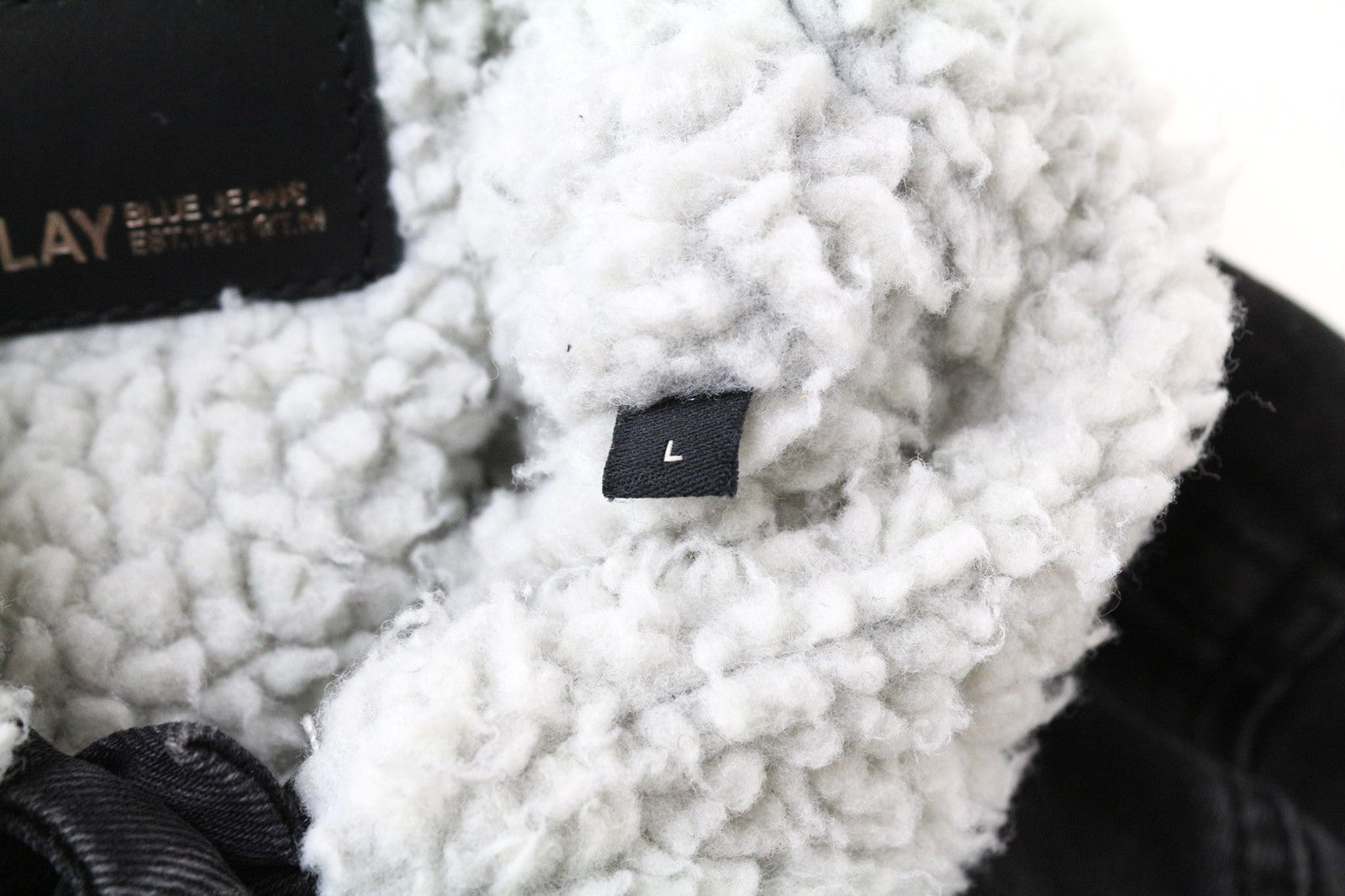 REPLAY Women's Jacket L Black Washed Denim Lined Stretch Cotton Collared Casual