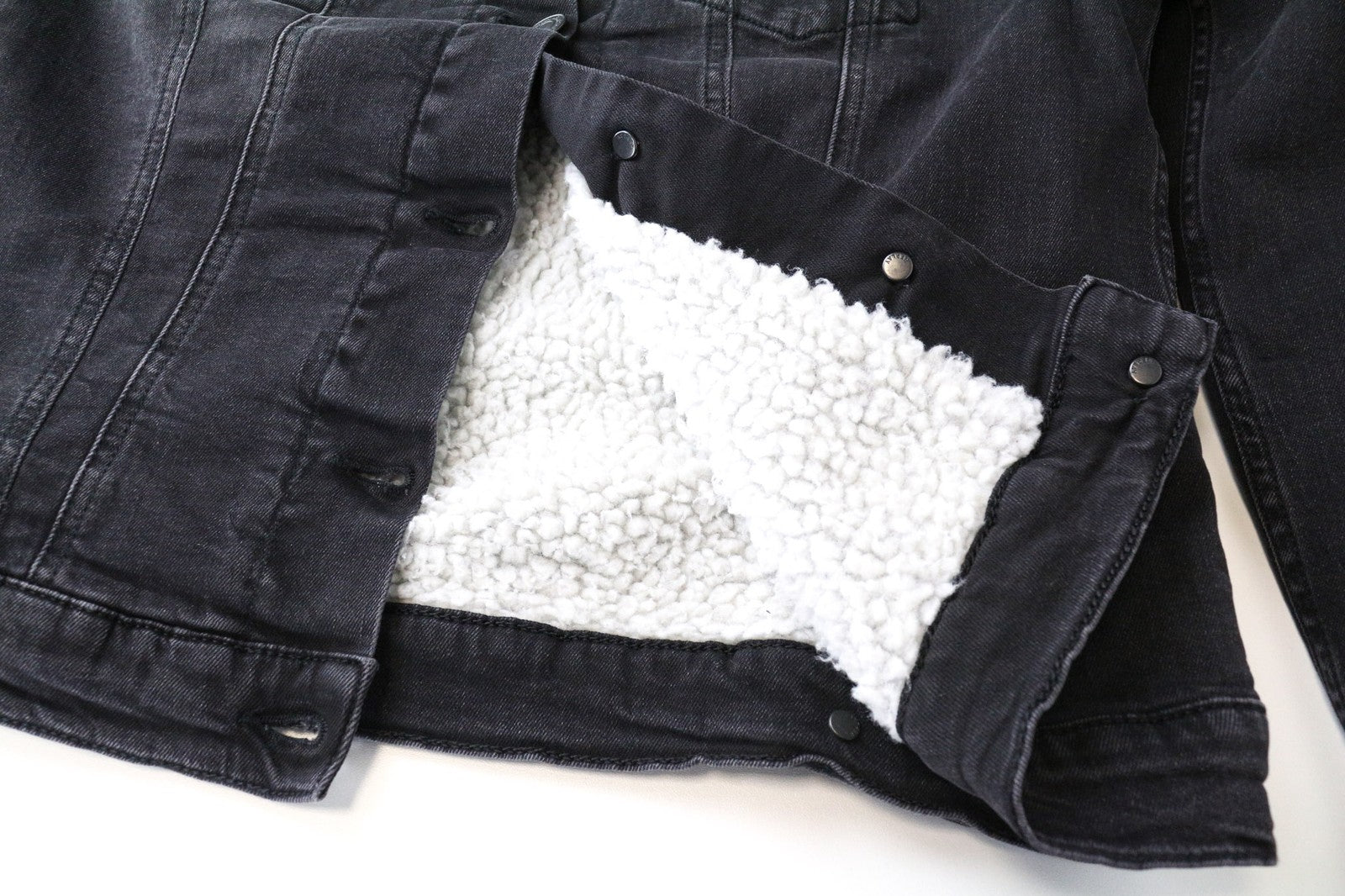 REPLAY Women's Jacket L Black Washed Denim Lined Stretch Cotton Collared Casual