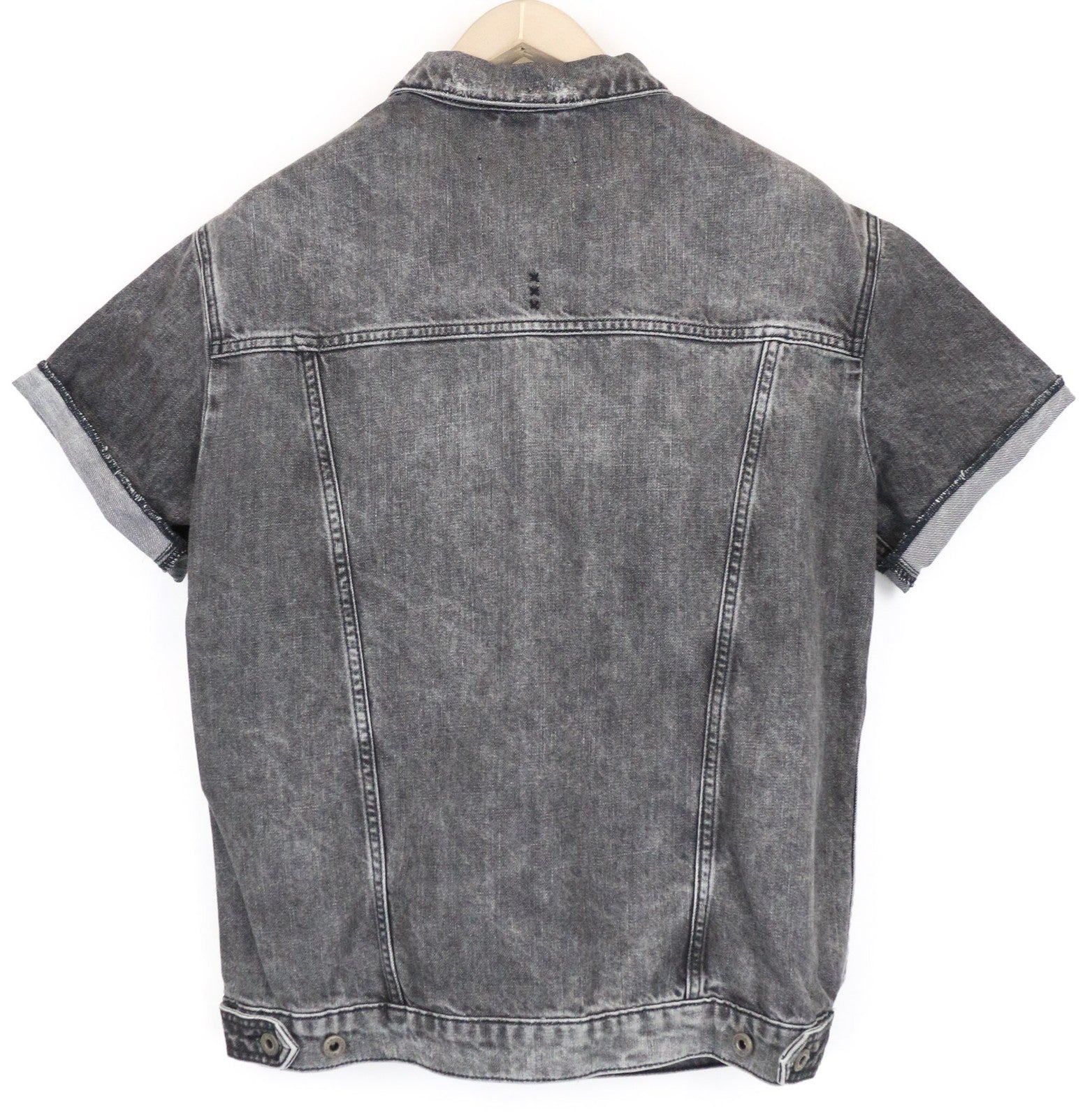 SCOTCH &amp; SODA Ams Blauw moteriški marškinėliai S pilki džinsinio audinio skalbtos medvilnės trumpomis rankovėmis