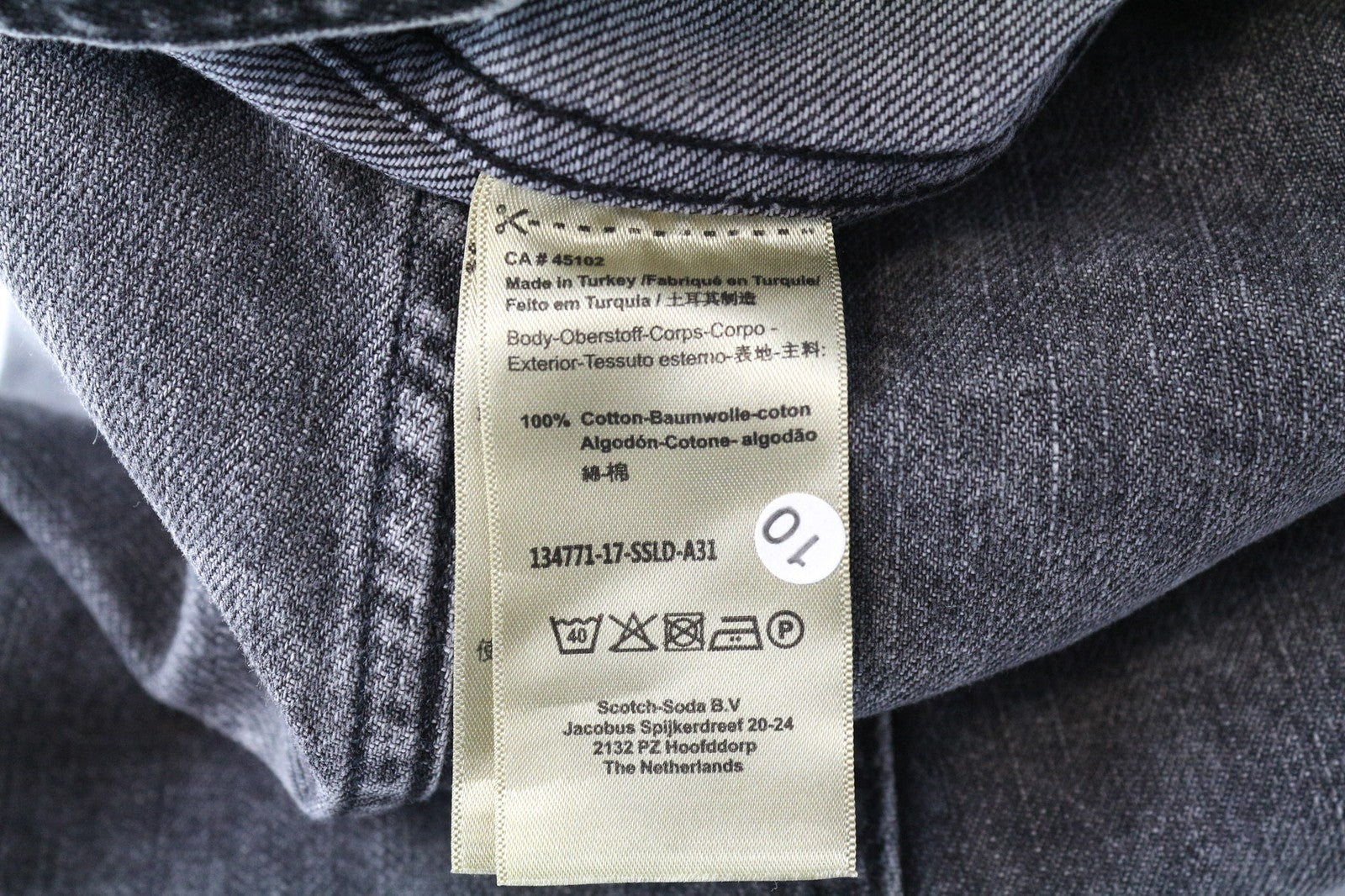 SCOTCH &amp; SODA Ams Blauw moteriški marškinėliai S pilki džinsinio audinio skalbtos medvilnės trumpomis rankovėmis