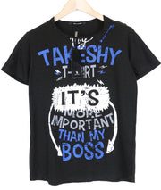 TAKESHY KUROSAWA Men's T-Shirt S Black Cotton Pullover Short Sleeve Logo