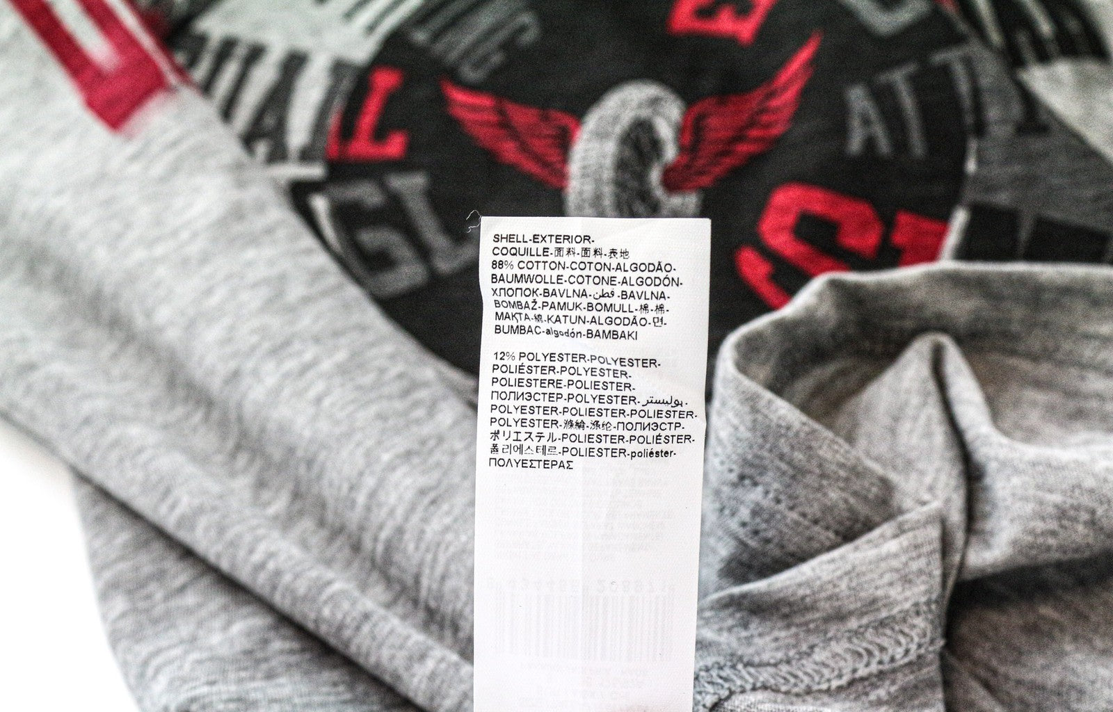 DESIGUAL Bitrio Men's T-Shirt S Grey Cotton Blend Pullover Logo Long Sleeved