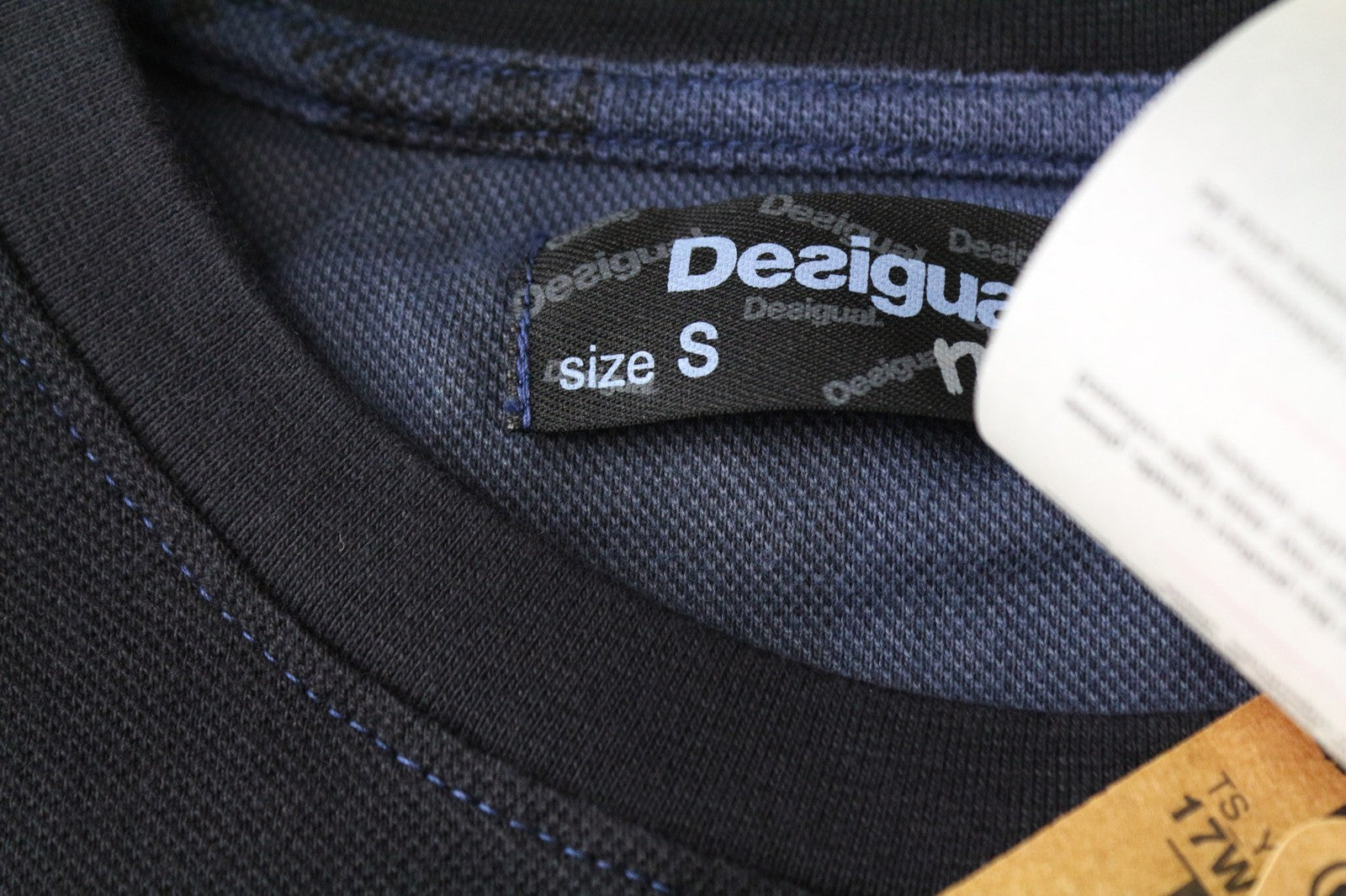 DESIGUAL Ystra Men's T-Shirt S Blue Stretch Cotton Pullover Logo Short Sleeve