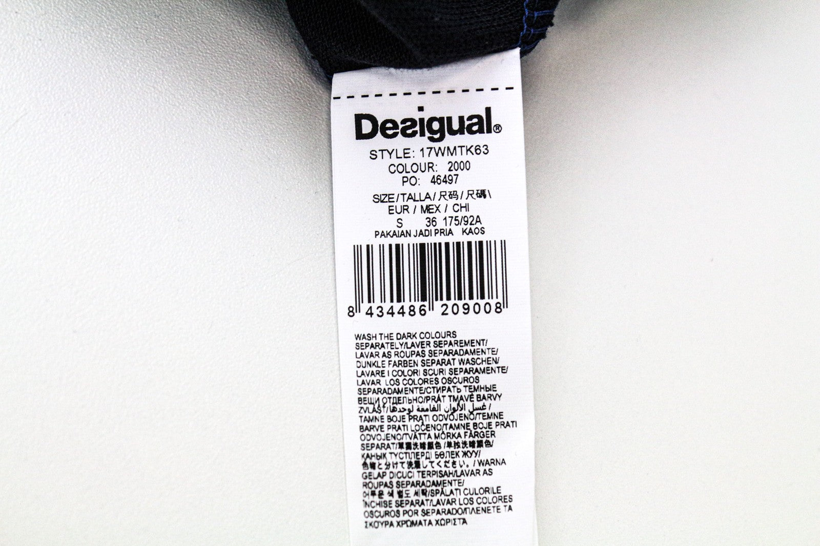 DESIGUAL Ystra Men's T-Shirt S Blue Stretch Cotton Pullover Logo Short Sleeve