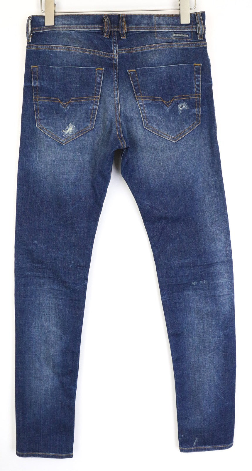 DIESEL Tepphar 084TX vyriški džinsai W28/L32 mėlyni, morkų spalvos, ploni, tamprūs, plėšyti medvilniniai džinsai 