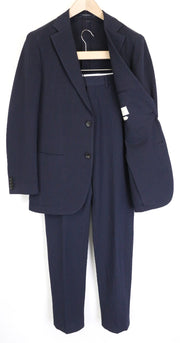 SUITSUPPLY Havana Men's Suit UK38R Blue Slim 2Pc Cotton Stretch Crinkle Unlined