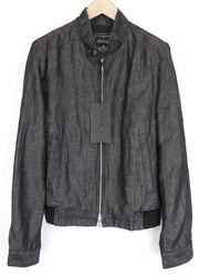 RICHMOND vyriška striukė IT48, juoda, aukštu kaklu, lininis medvilnės mišinio audinys, dizainerio stiliaus 