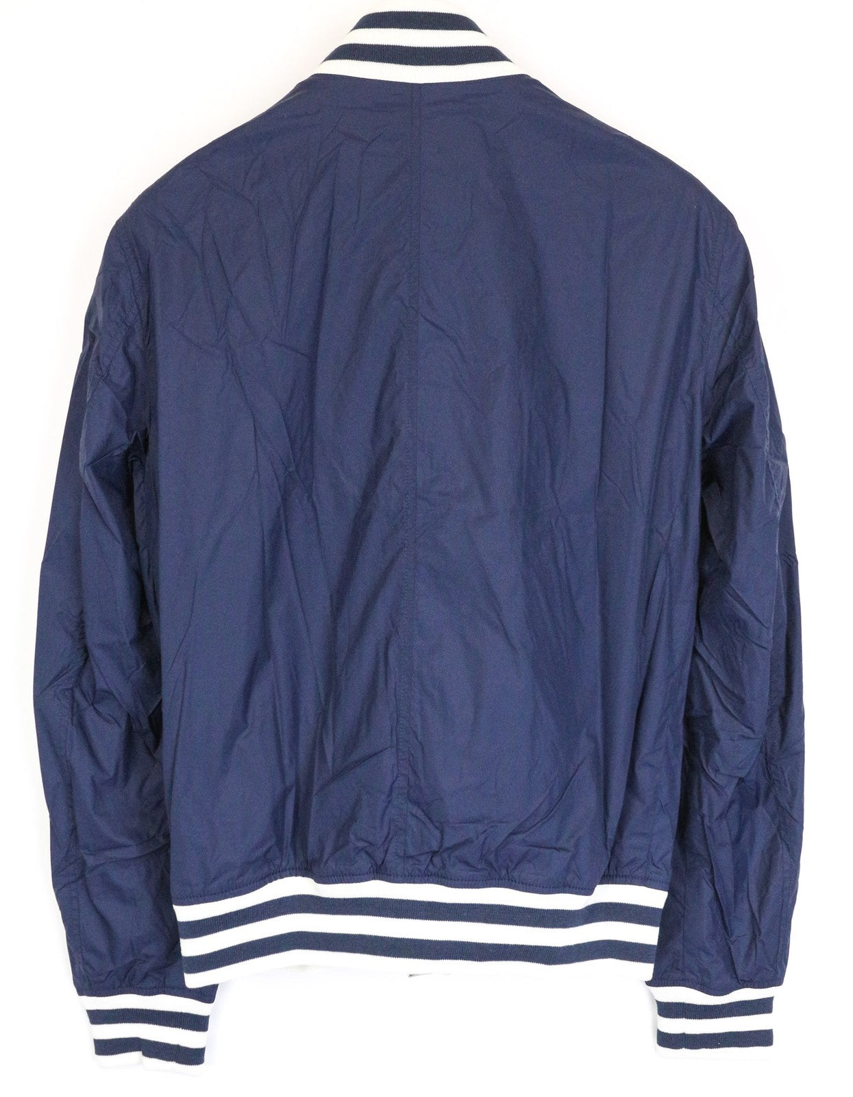 RICHMOND vyriška IT46 tamsiai mėlyna beisbolo stiliaus striukė su briaunomis ir pamušalu, dizainerio aukštu kaklu 