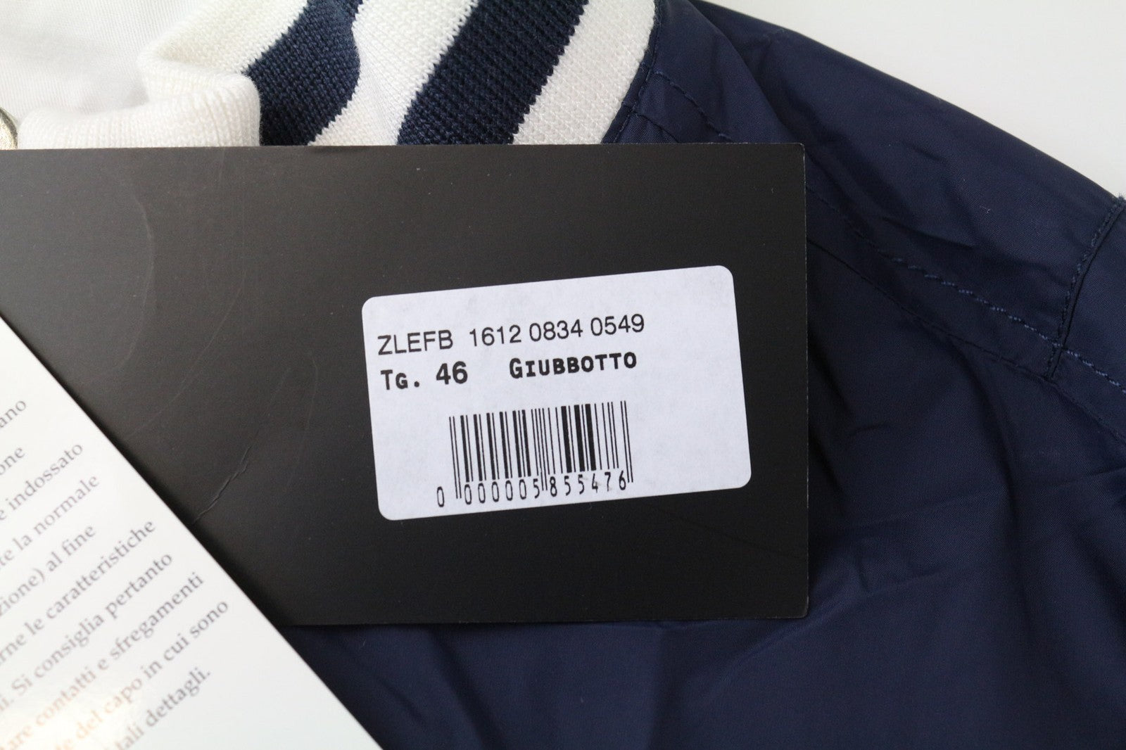 RICHMOND vyriška IT46 tamsiai mėlyna beisbolo stiliaus striukė su briaunomis ir pamušalu, dizainerio aukštu kaklu 