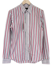 RICHMOND vyriški IT48 pilki dryžuoti medvilniniai marškinėliai su siuvinėtu logotipu ir laisvalaikio sagute 