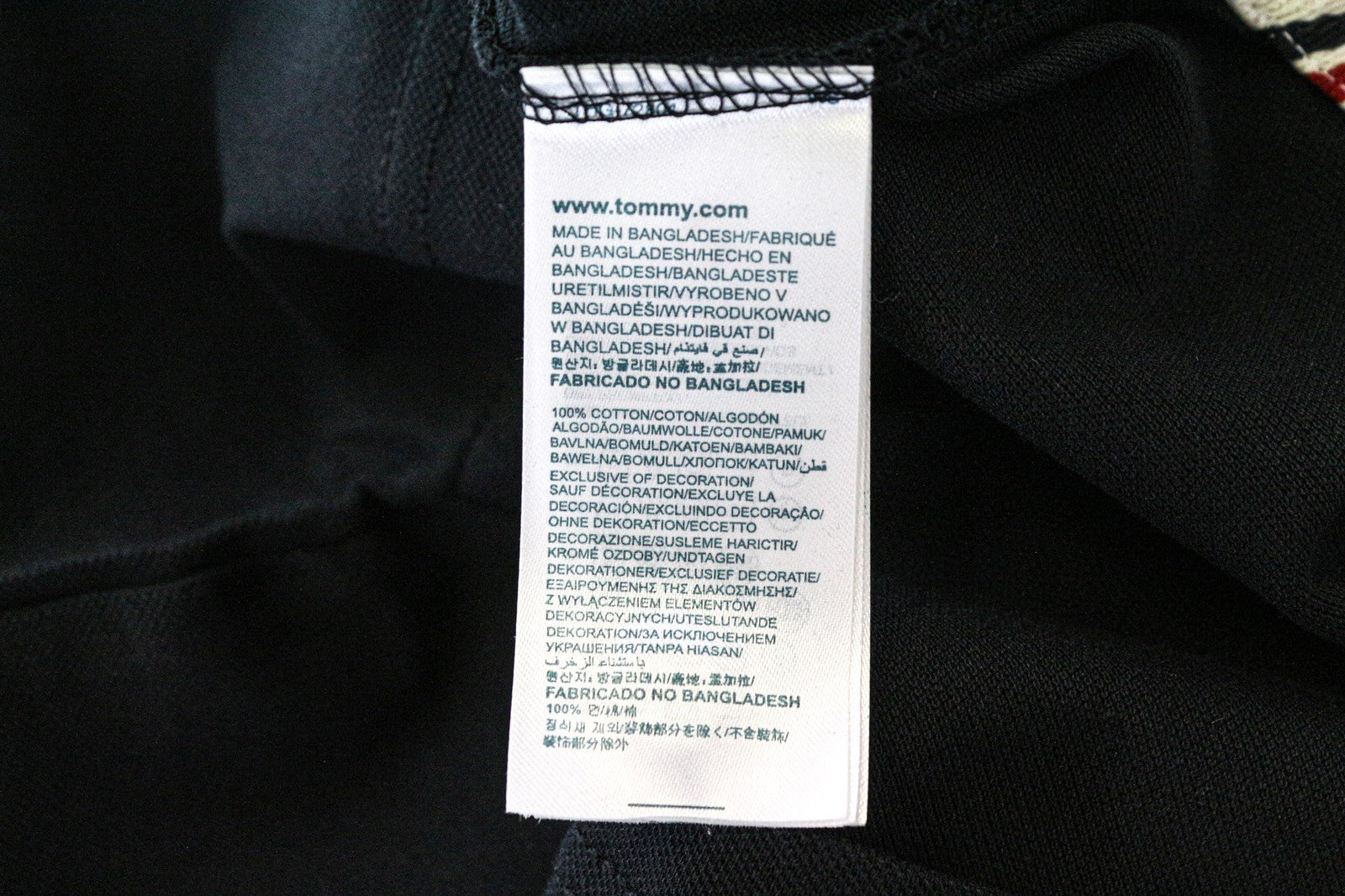 TOMMY HILFIGER DENIM Men's Polo T-Shirt L Black Logo Pure Cotton Short Sleeve