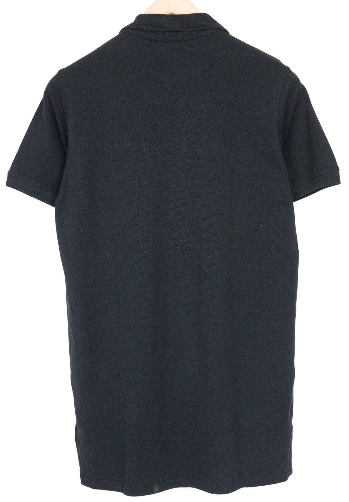 TOMMY HILFIGER DENIM Men's Polo T-Shirt S Black Pure Cotton Logo Short Sleeve