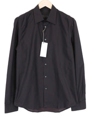 RICHMOND vyriški marškinėliai 48 tamsiai mėlyni tamsiai rožiniai taškuoti ilgomis rankovėmis, grynos medvilnės 