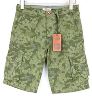 GAUDI JEANS Men's Shorts W29 Green Cargo Lined Pure Cotton Floral Print Style
