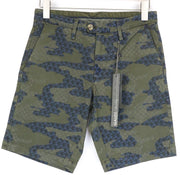 GAUDI vyriški šortai 44 W30 žali mėlyni raštuoti medvilniniai tamprūs laisvalaikio vasariniai drabužiai 