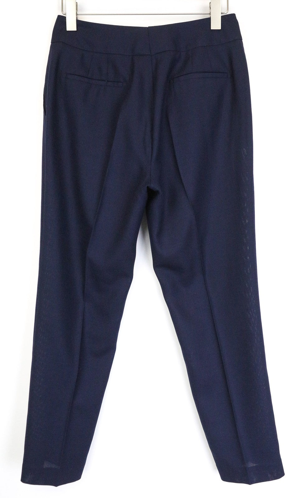 SUISTUDIO Lane moteriškos kelnės UK14R mėlynos klostuotos grynos vilnos klasikinio stiliaus 