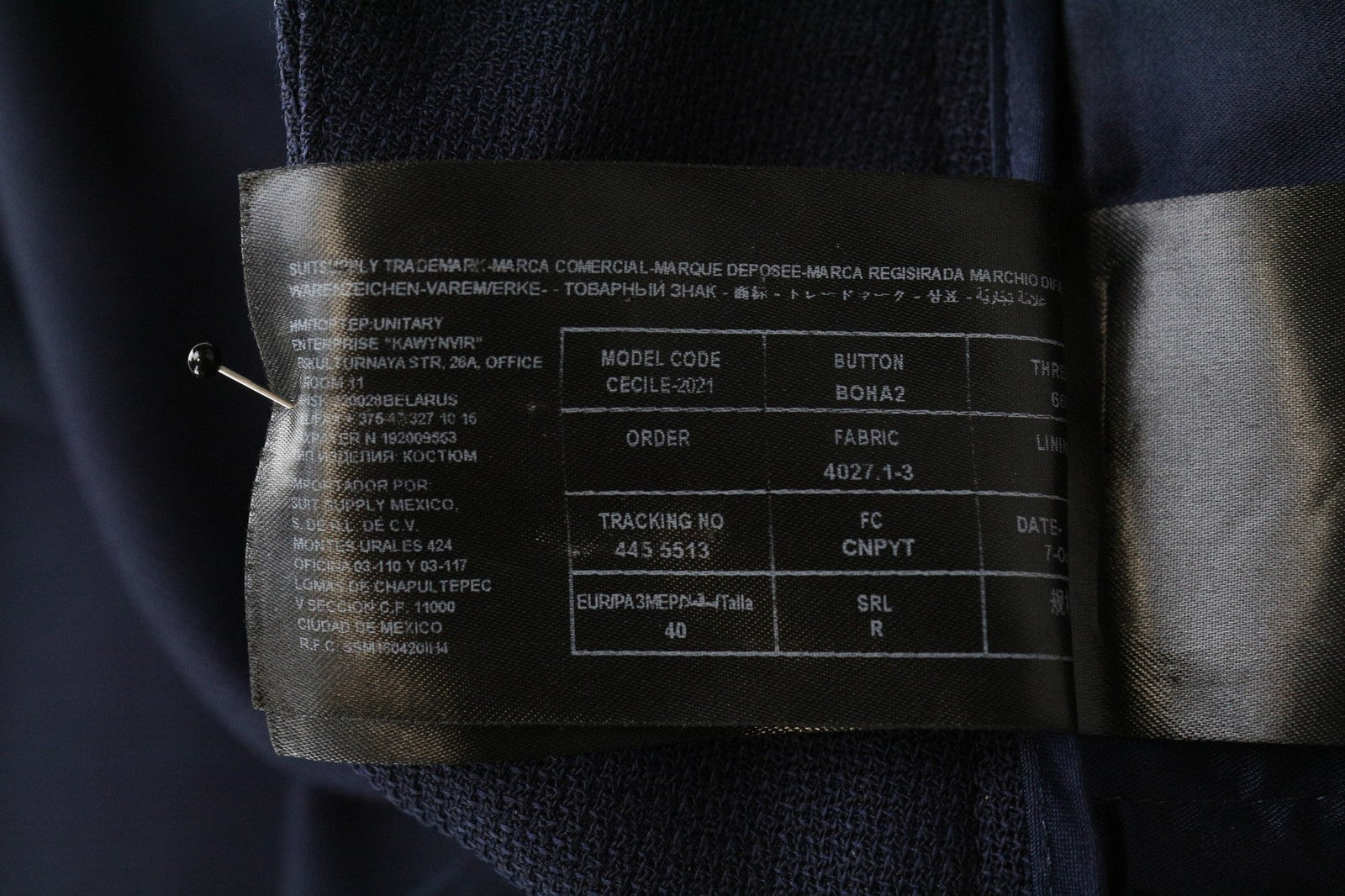 SUISTUDIO Lane moteriškos kelnės UK14R mėlynos klostuotos grynos vilnos klasikinio stiliaus 