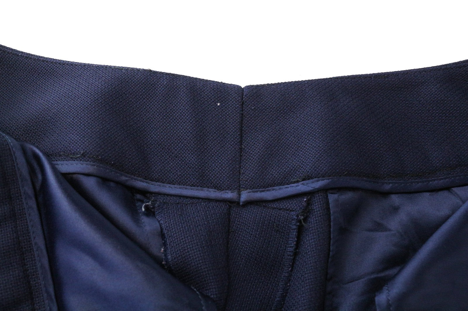 SUISTUDIO Lane moteriškos kelnės UK14R mėlynos klostuotos grynos vilnos klasikinio stiliaus 