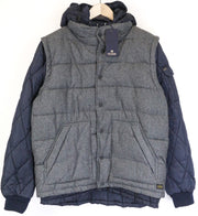 SCOTCH &amp; SODA vyriška pūsta striukė XL dydžio pilka vilnos mišinio su paminkštintu gobtuvu melanžo spalvos 