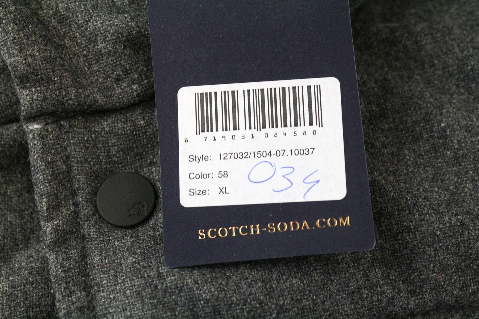 SCOTCH &amp; SODA vyriška pūsta striukė XL dydžio pilka vilnos mišinio su paminkštintu gobtuvu melanžo spalvos 