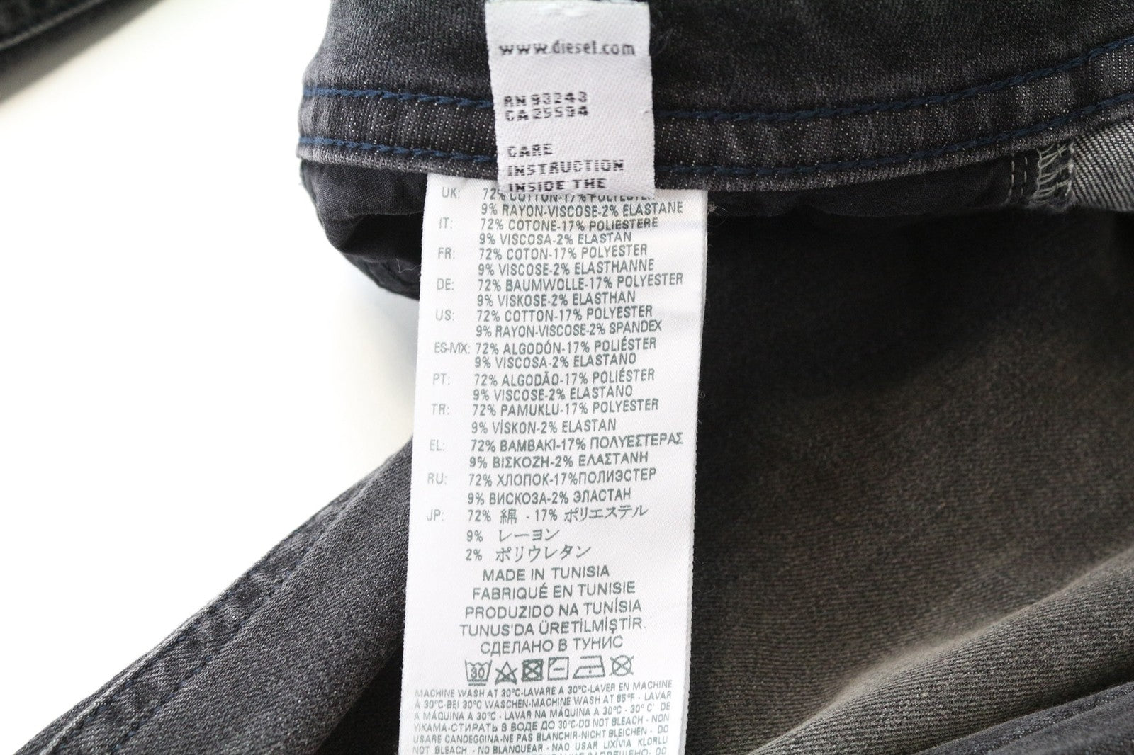 DIESEL Thommer 069DM Men's Jeans W34/L32 Grey Skinny Slim Stretch Distressed