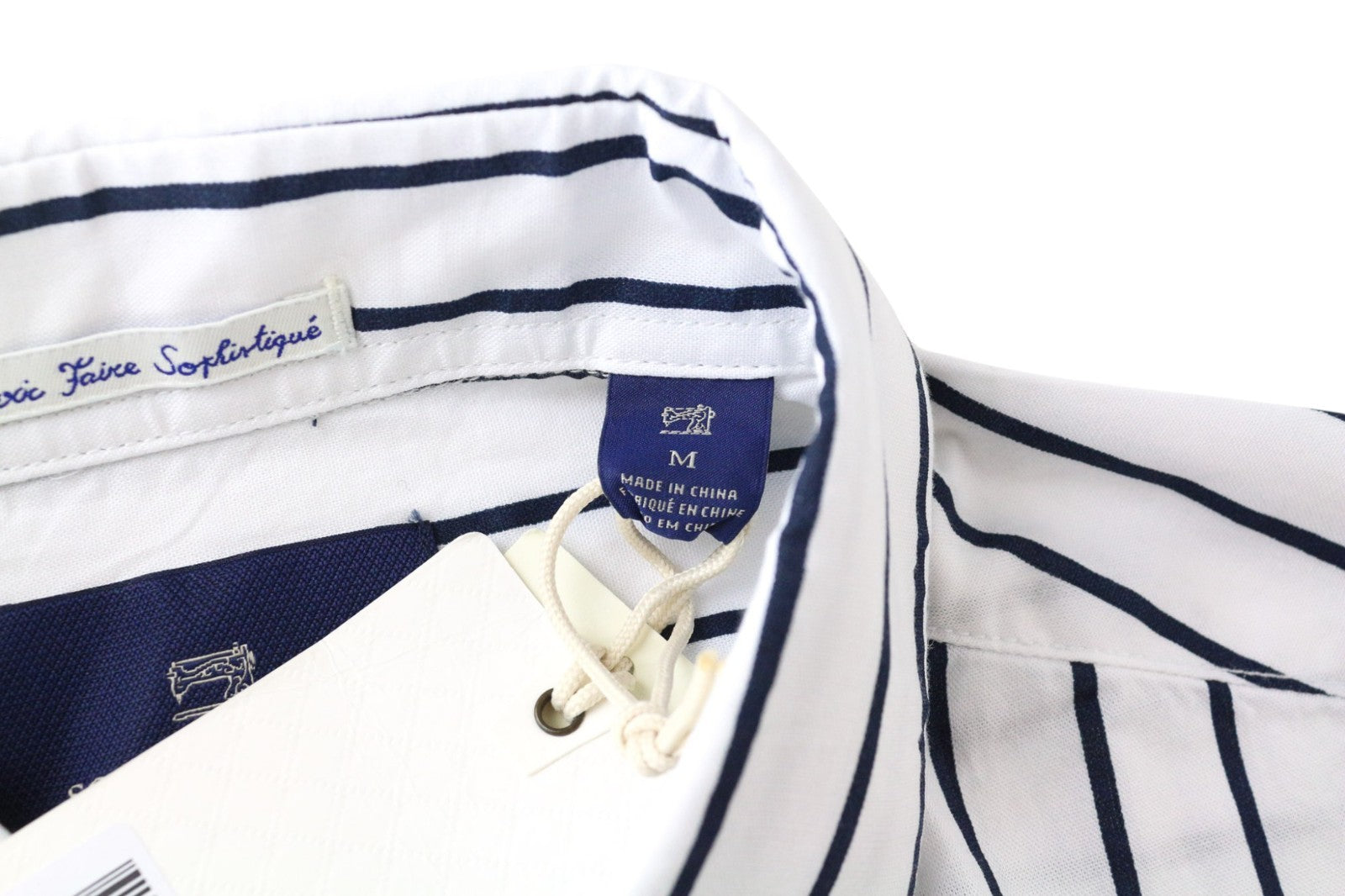 SCOTCH &amp; SODA vyriški marškinėliai M, balti, grynos medvilnės, dryžuoti, ilgi, klasikiniai, prigludę 