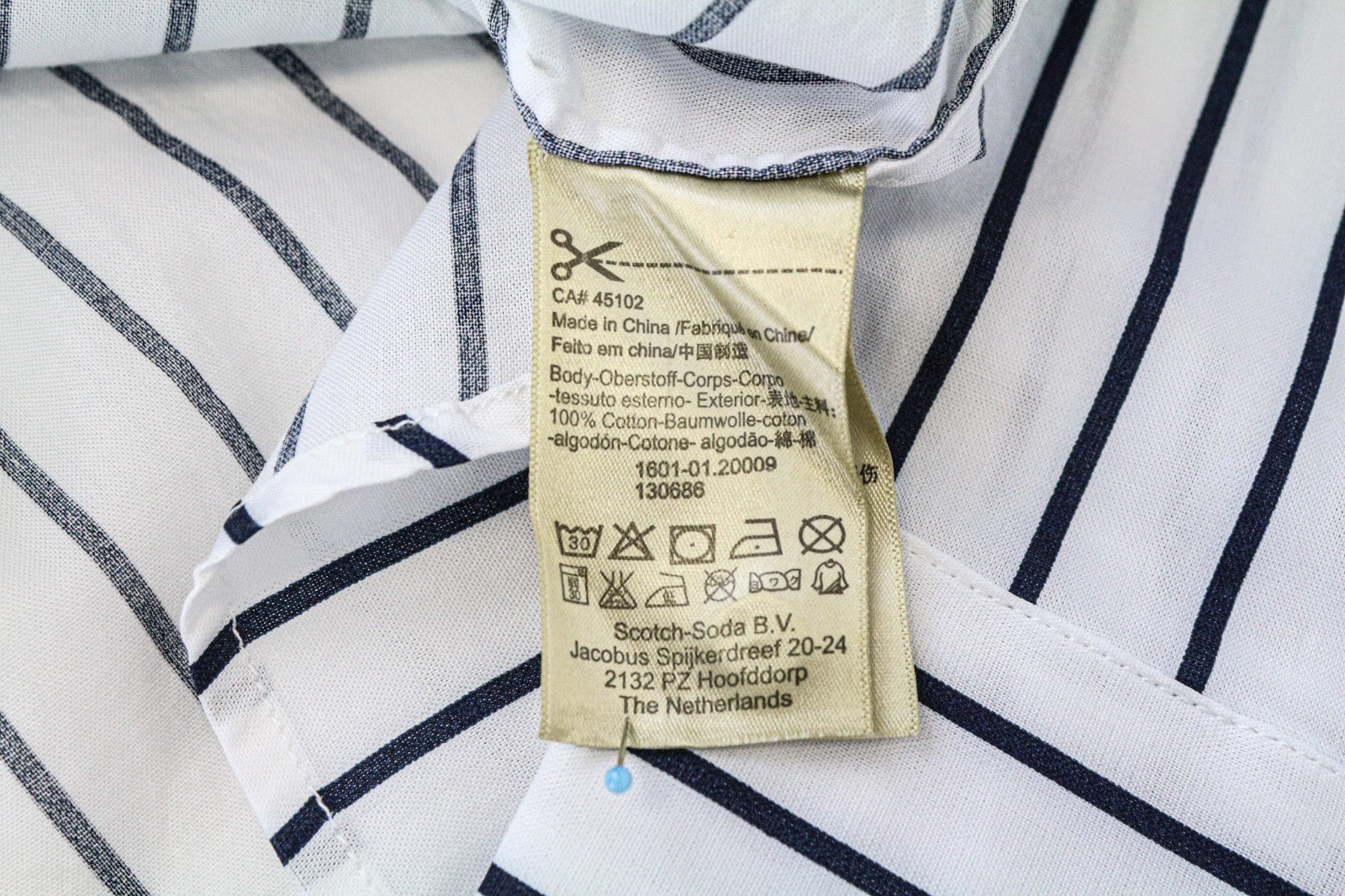 SCOTCH &amp; SODA vyriški marškinėliai M, balti, grynos medvilnės, dryžuoti, ilgi, klasikiniai, prigludę 