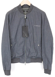 RICHMOND vyriška striukė „48“ pilka dryžuota bomber stiliaus, grynos medvilnės, lengvo rašto 