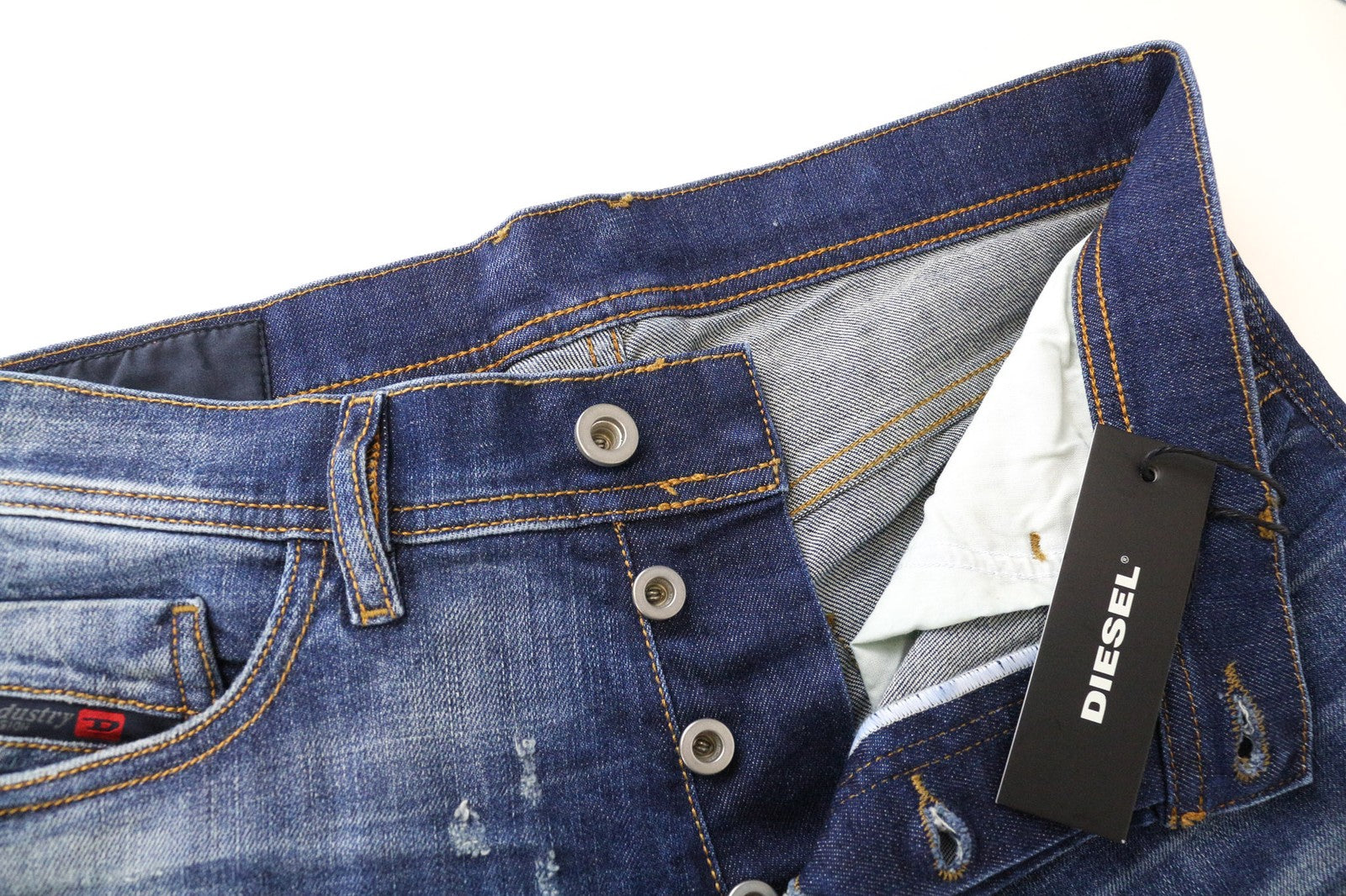 DIESEL Tepphar 084TX Men's Jeans W28/L32 Blue Slim Carrot Stretch Cotton Ripped