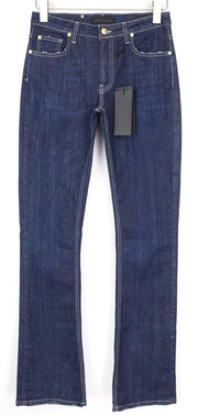 FRANKIE MORELLO Ariadne moteriški džinsai W27 mėlyni, tamprūs, medvilniniai, klasikinio stiliaus, su platėjančiu kirpimu 