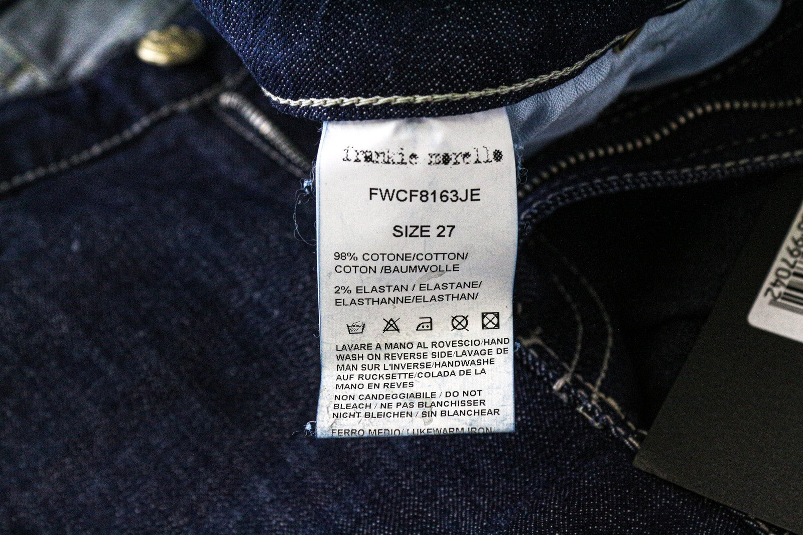 FRANKIE MORELLO Ariadne moteriški džinsai W27 mėlyni, tamprūs, medvilniniai, klasikinio stiliaus, su platėjančiu kirpimu 