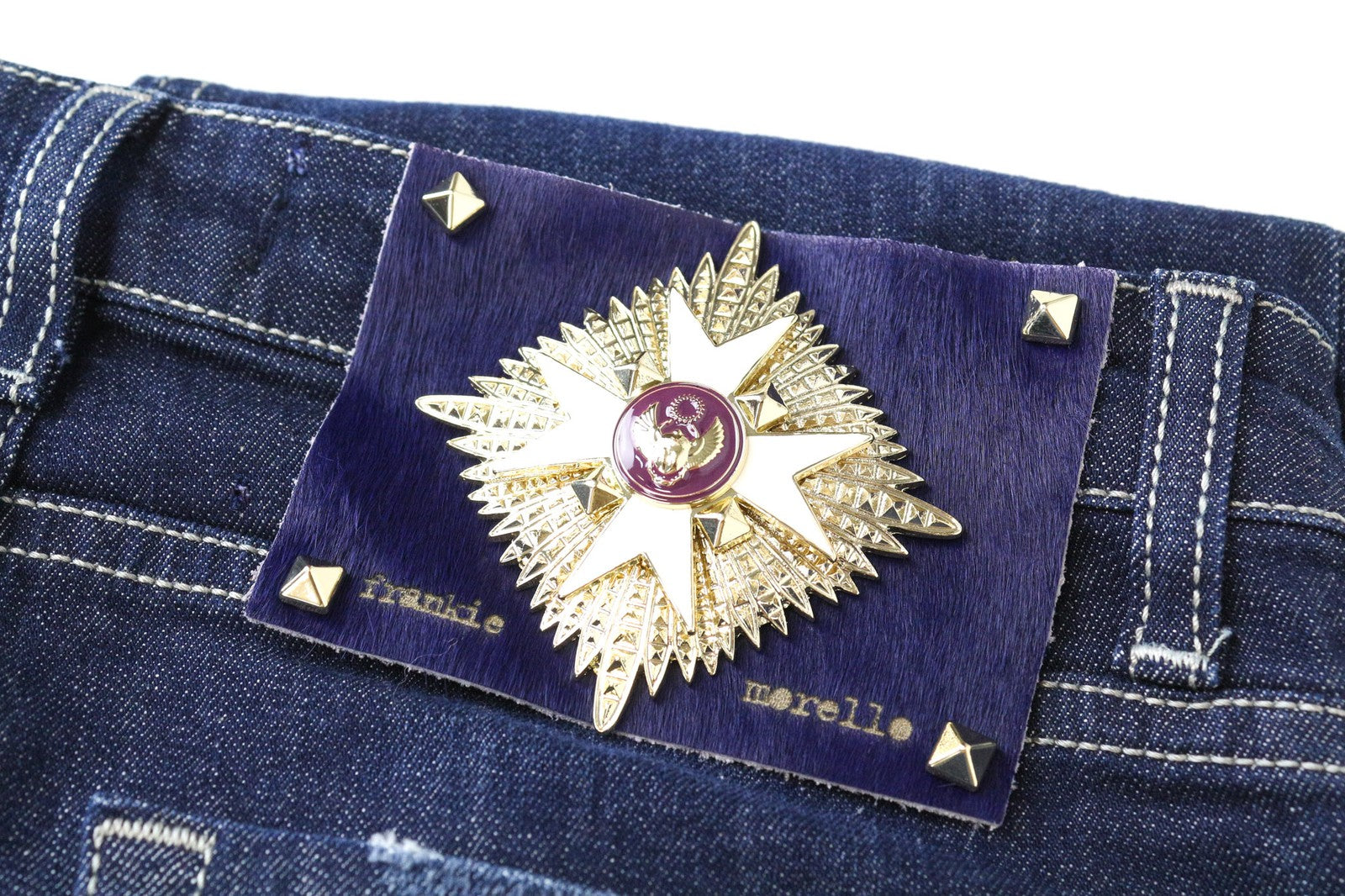 FRANKIE MORELLO Ariadne moteriški džinsai W27 mėlyni, tamprūs, medvilniniai, klasikinio stiliaus, su platėjančiu kirpimu 