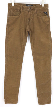 REPLAY Anbass Men's Corduroy Trousers W30/L34 Brown Casual Slim Stretch Cotton