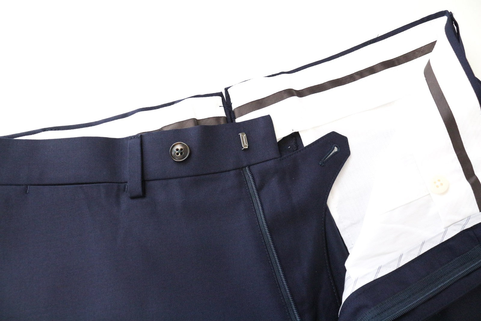 SUITSUPPLY Brescia Men's Trousers UK40L Navy Pleated Wool Lined Classic Fit