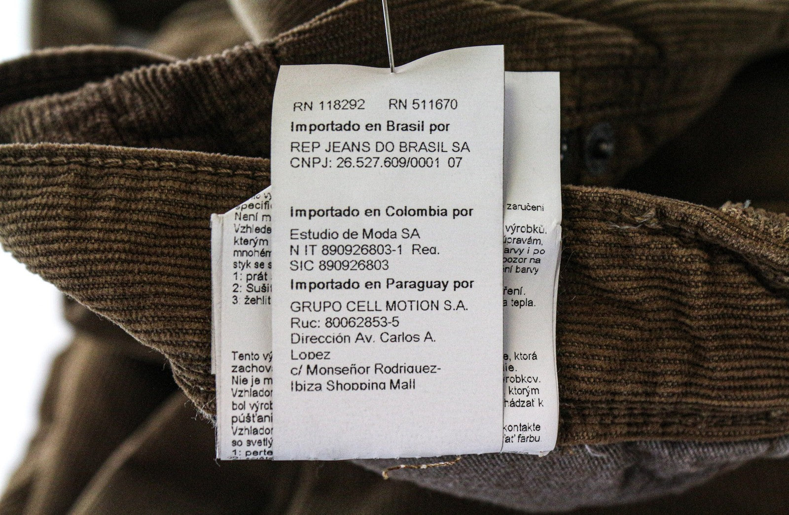 REPLAY Anbass Men's Corduroy Trousers W31/L34 Slim Fit Brown Stretch Cotton